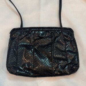 Vintage 1960s/70s Black Snakeskin Shoulder Crossbody Bag by Clemente